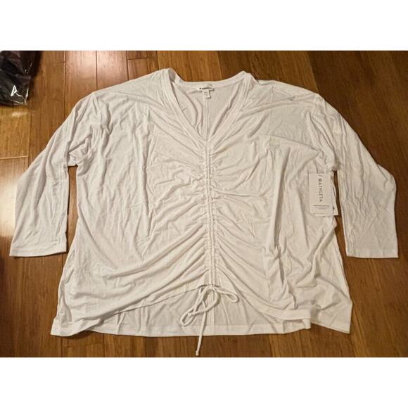 Athleta All Around Ruched (Brown) & Crossover Ruched Top (White) LOT OF‎ 2 Sz 3X - Picture 6 of 12